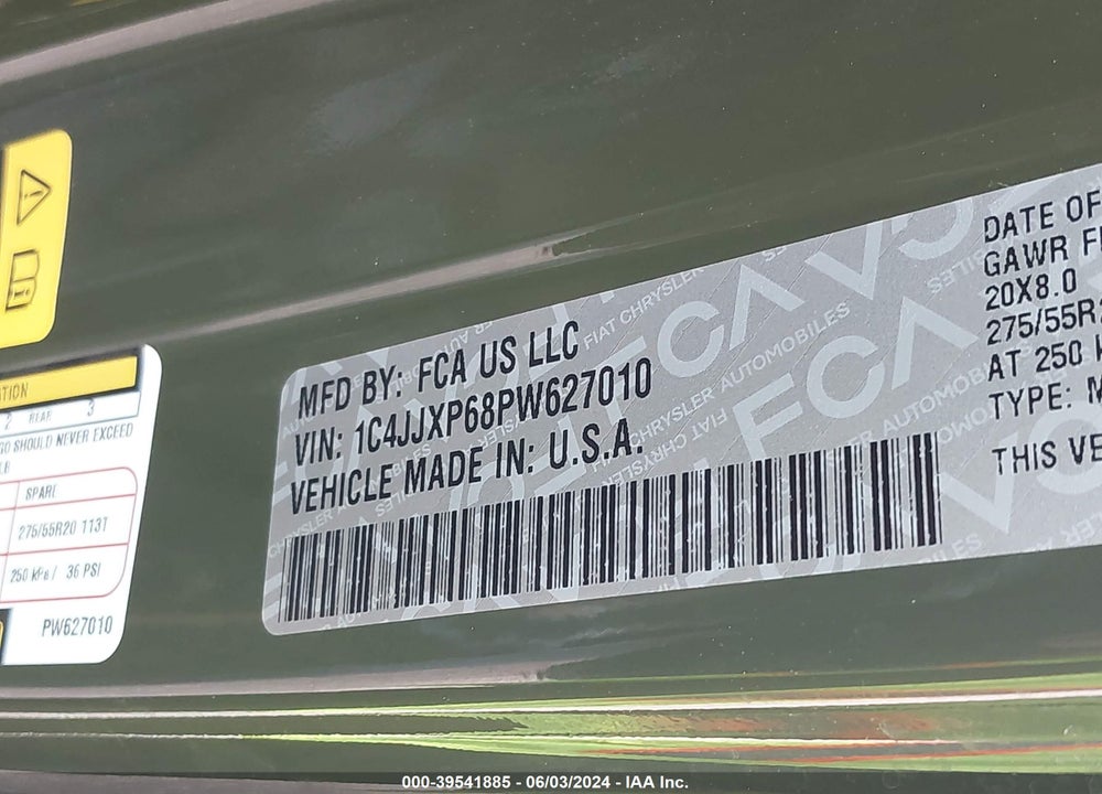 2023 JEEP WRANGLER 4XE SAHARA 4X4 VIN: 1C4JJXP68PW627010