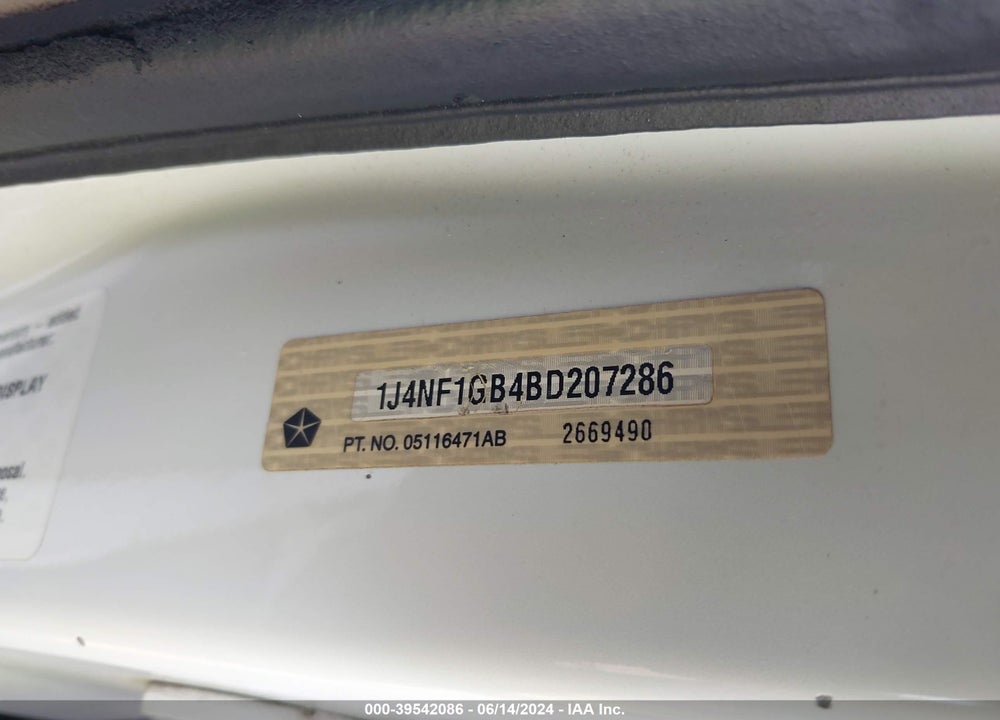 2011 JEEP PATRIOT SPORT VIN: 1J4NF1GB4BD207286