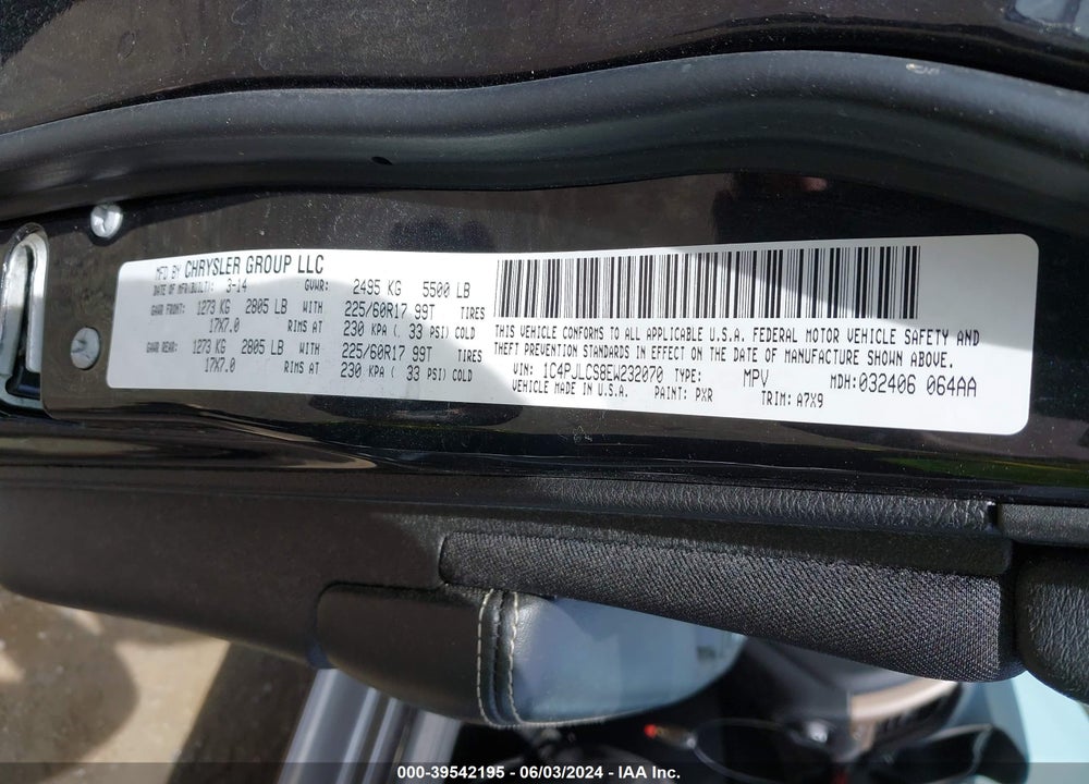 2014 JEEP CHEROKEE LATITUDE VIN: 1C4PJLCS8EW232070