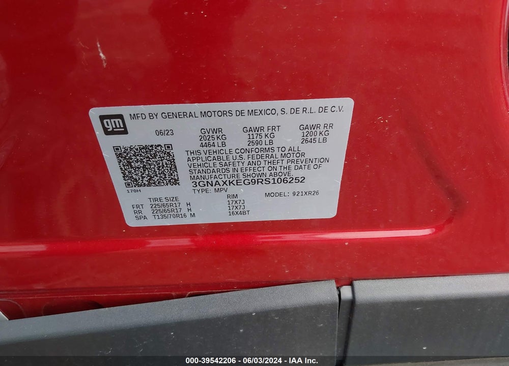 2024 CHEVROLET EQUINOX FWD LT VIN: 3GNAXKEG9RS106252