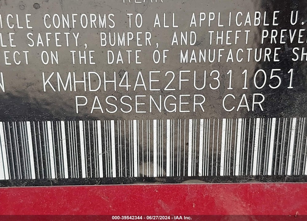 2015 HYUNDAI ELANTRA SE VIN: KMHDH4AE2FU311051