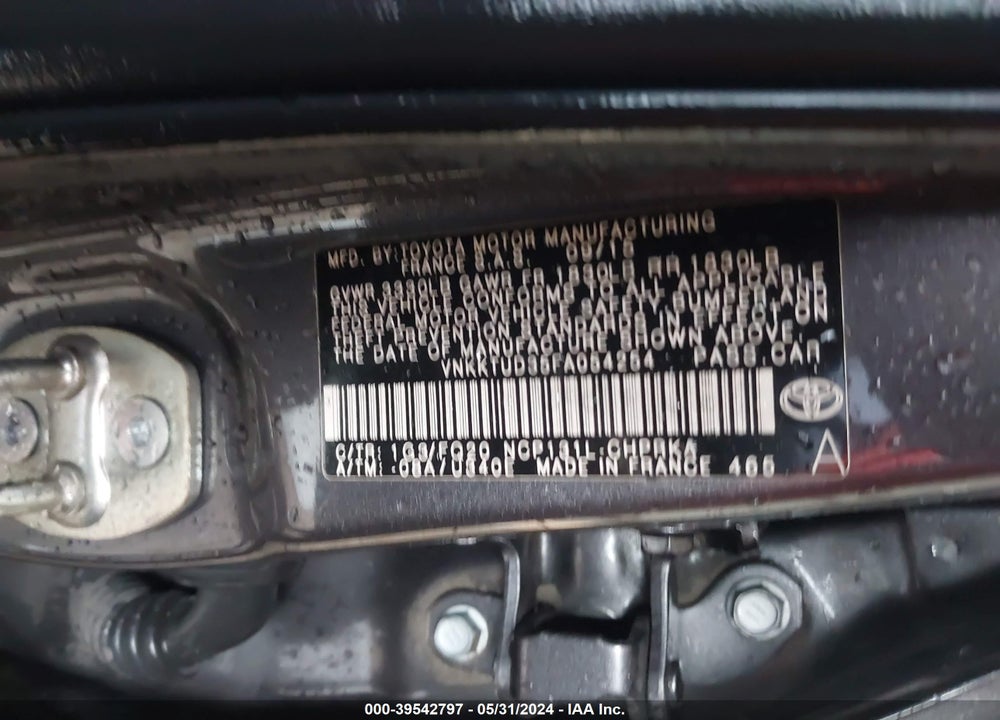 2015 TOYOTA YARIS L VIN: VNKKTUD35FA054254