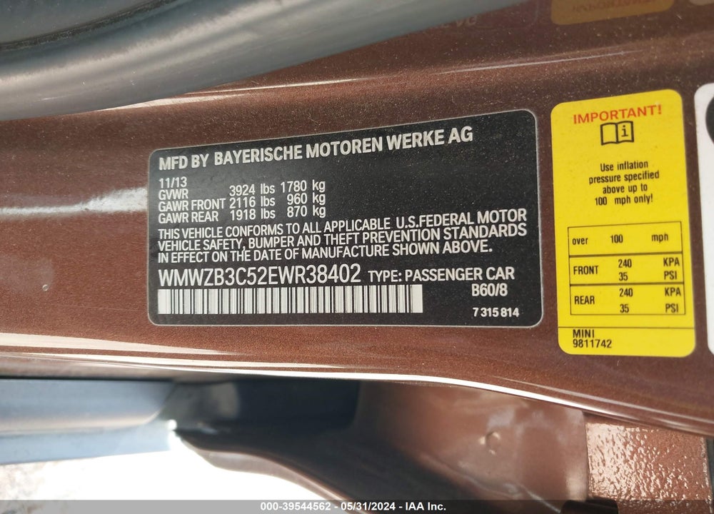 2014 MINI COUNTRYMAN COOPER VIN: WMWZB3C52EWR38402