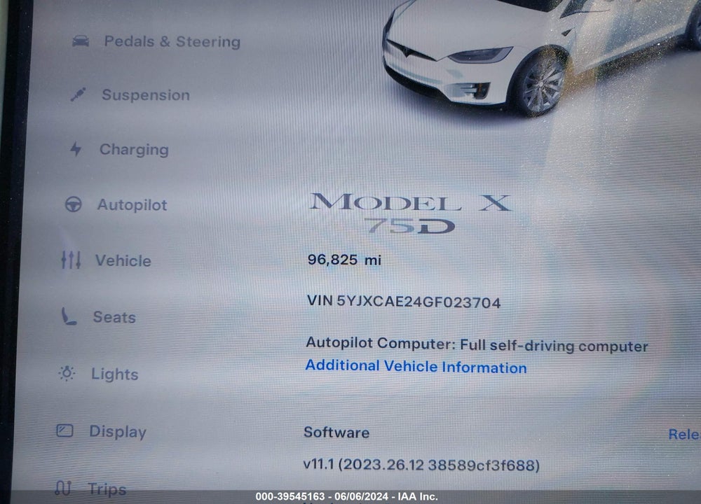 2016 TESLA MODEL X 60D/70D/75D/90D VIN: 5YJXCAE24GF023704