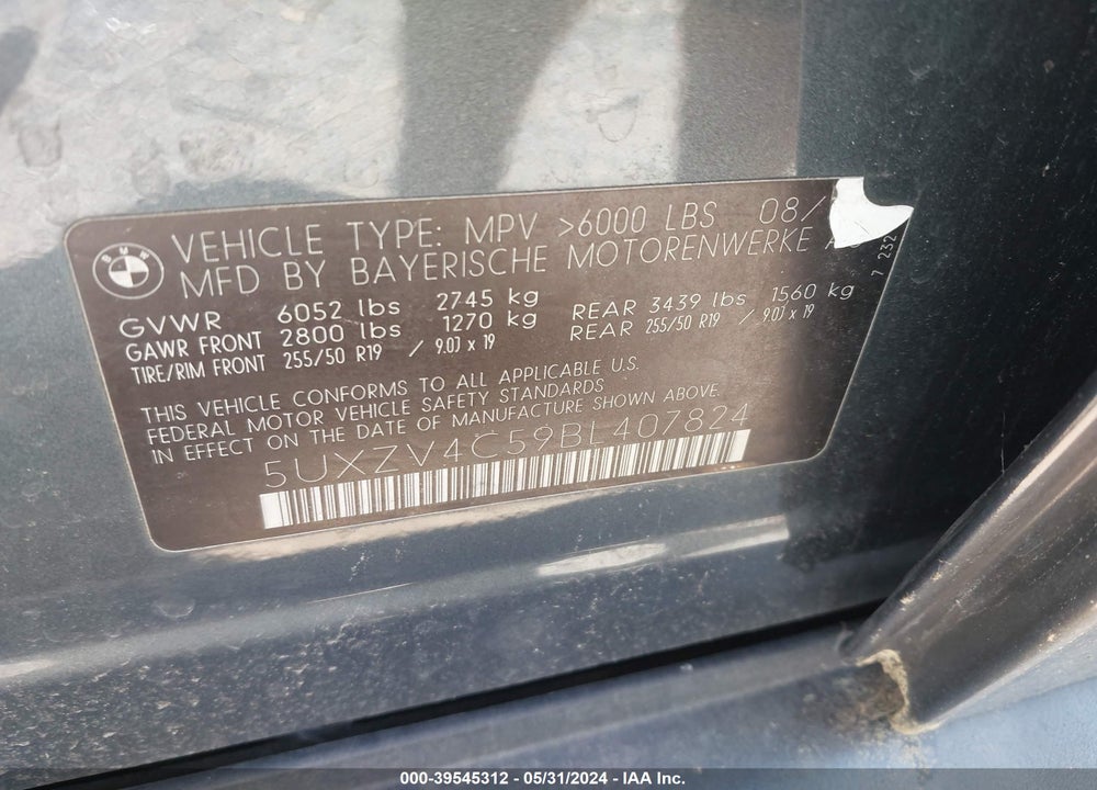 2011 BMW X5 XDRIVE35I/XDRIVE35I PREMIUM/XDRIVE35I SPORT ACTIVITY VIN: 5UXZV4C59BL407824