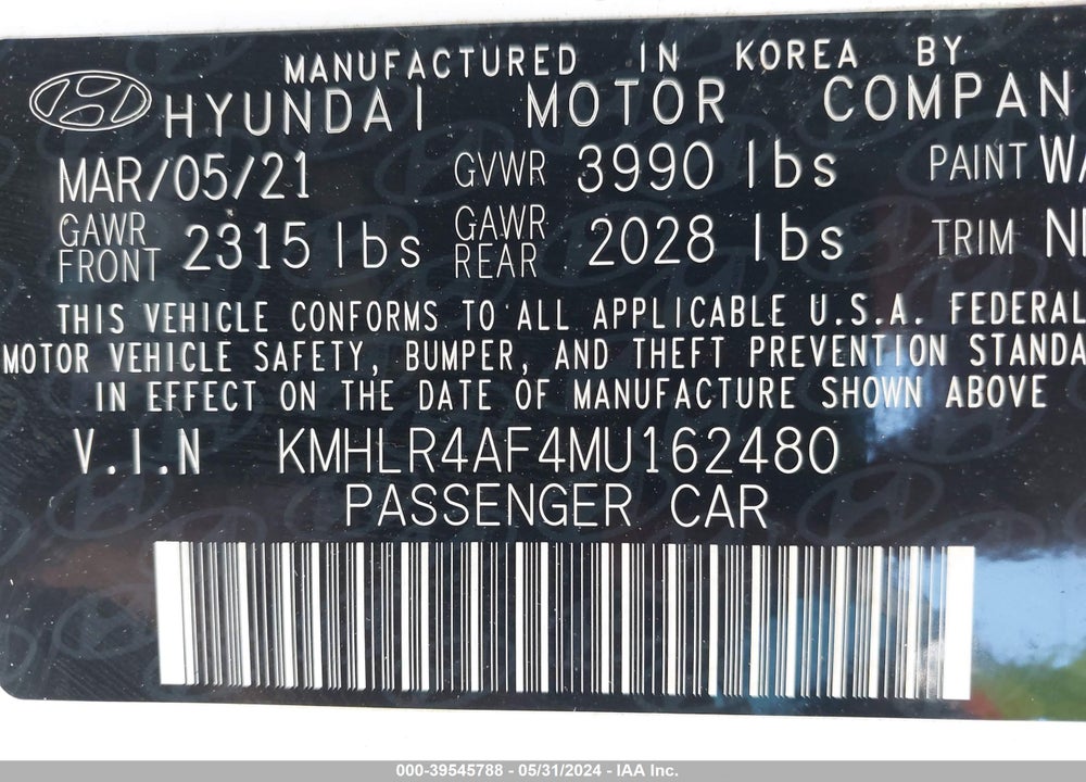 2021 HYUNDAI ELANTRA N LINE VIN: KMHLR4AF4MU162480