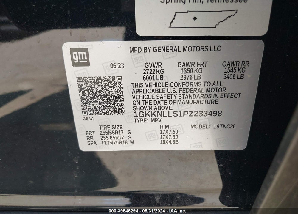 2023 GMC ACADIA AWD AT4 VIN: 1GKKNLLS1PZ233498