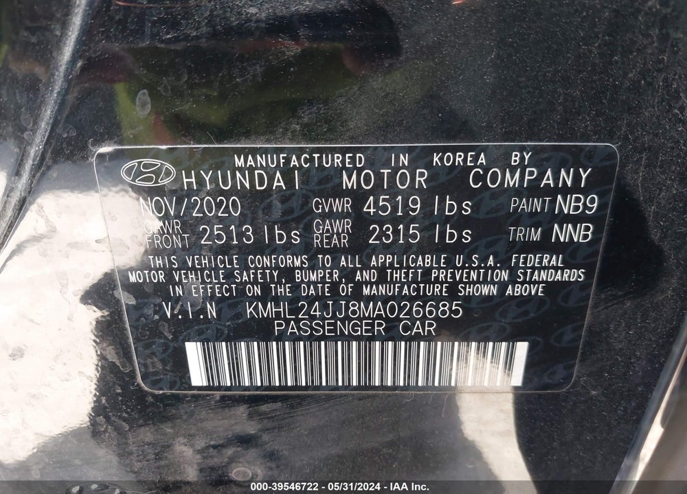 2021 HYUNDAI SONATA BLUE VIN: KMHL24JJ8MA026685