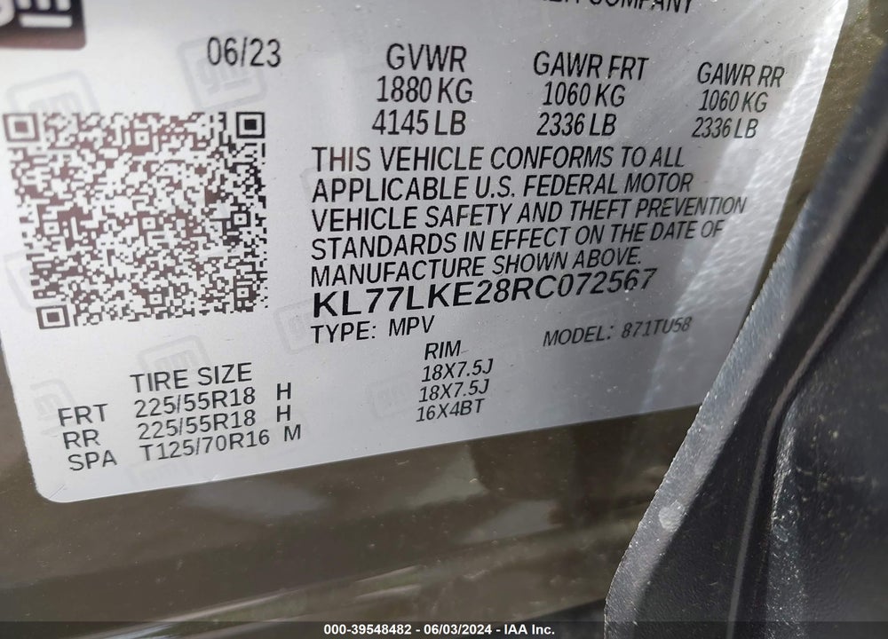 2024 CHEVROLET TRAX FWD ACTIV VIN: KL77LKE28RC072567