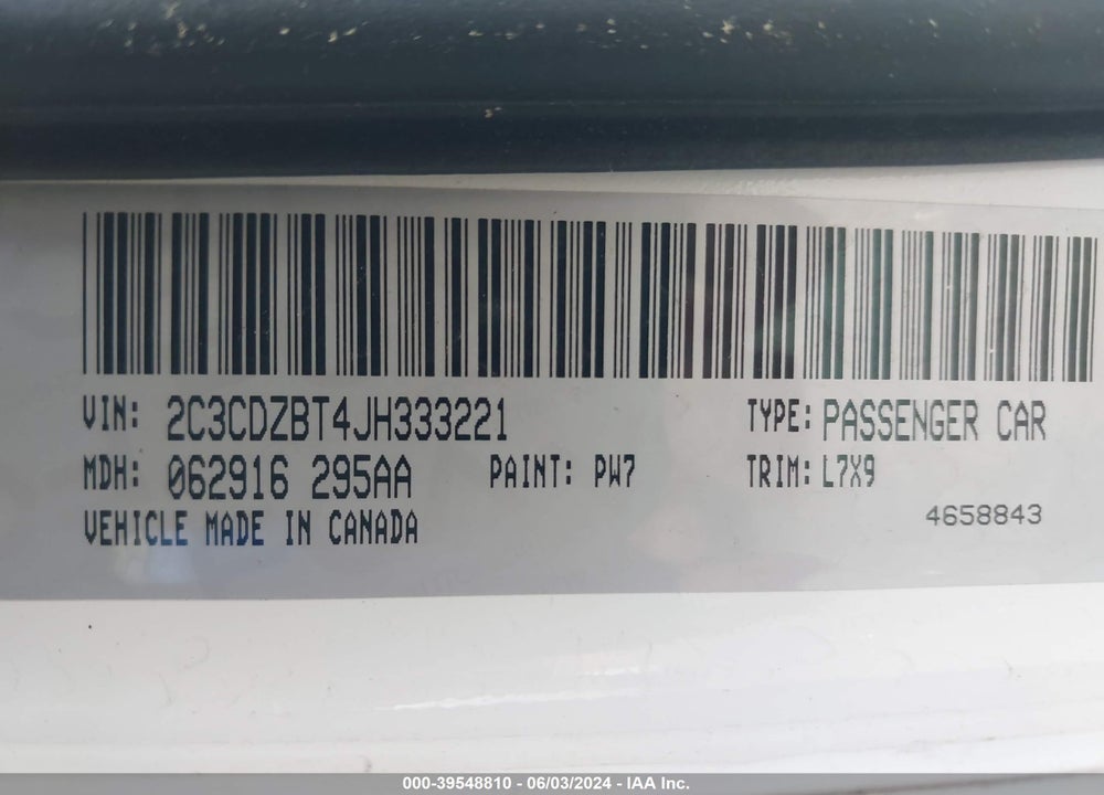 2018 DODGE CHALLENGER R/T VIN: 2C3CDZBT4JH333221