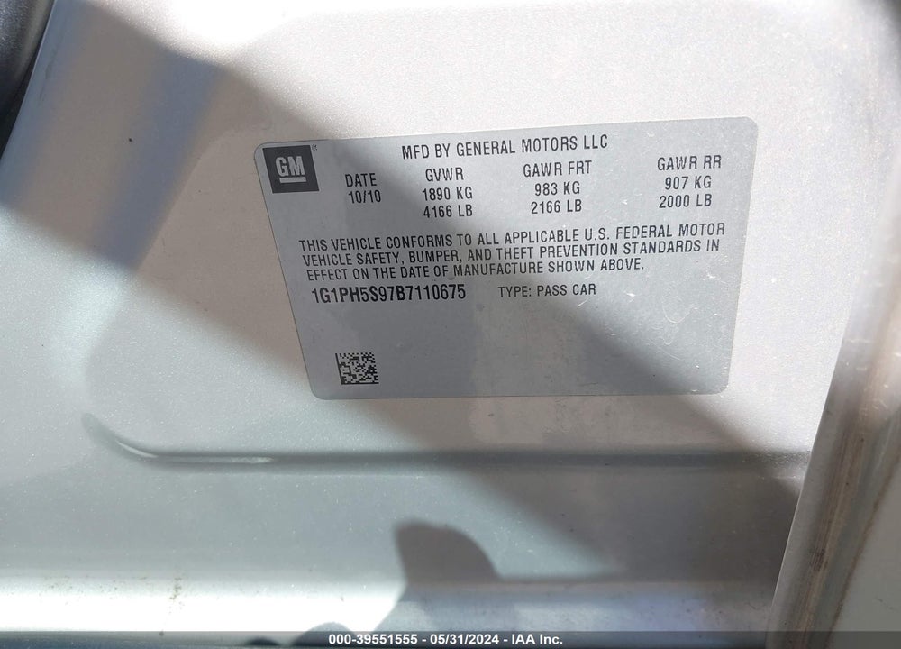 2011 CHEVROLET CRUZE LTZ VIN: 1G1PH5S97B7110675