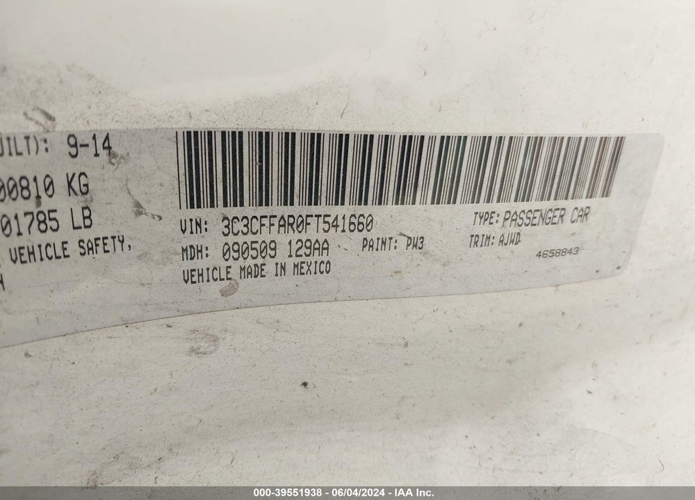 2015 FIAT 500 POP VIN: 3C3CFFAR0FT541660