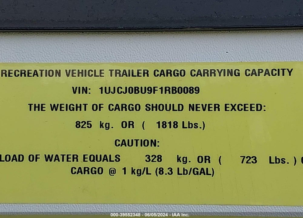 2015 JAYCO OTHER VIN: 1UJCJ0BU9F1RB0089