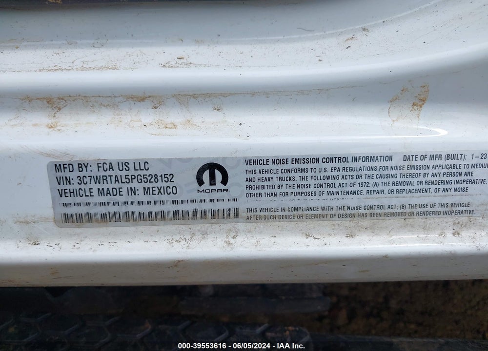 2023 RAM 3500 CHASSIS TRADESMAN/SLT VIN: 3C7WRTAL5PG528152