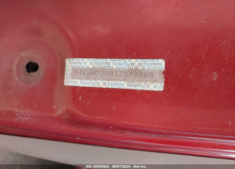 2001 TOYOTA TACOMA BASE V6 VIN: 5TEWN72N81Z830868