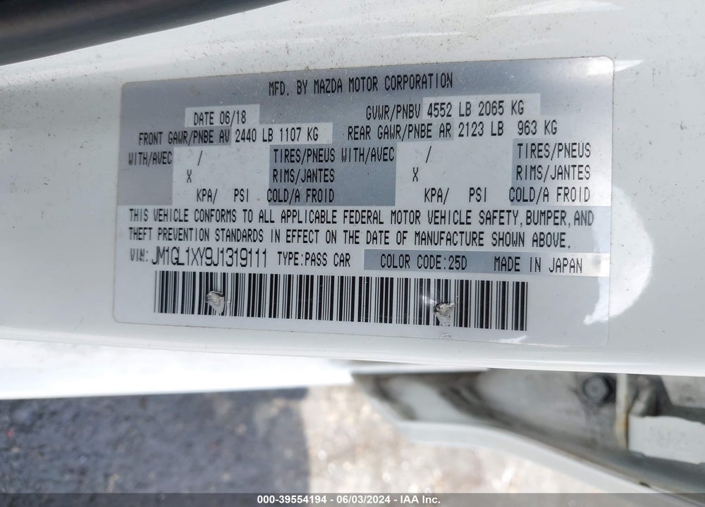 2018 MAZDA 6 SIGNATURE VIN: JM1GL1XY9J1319111