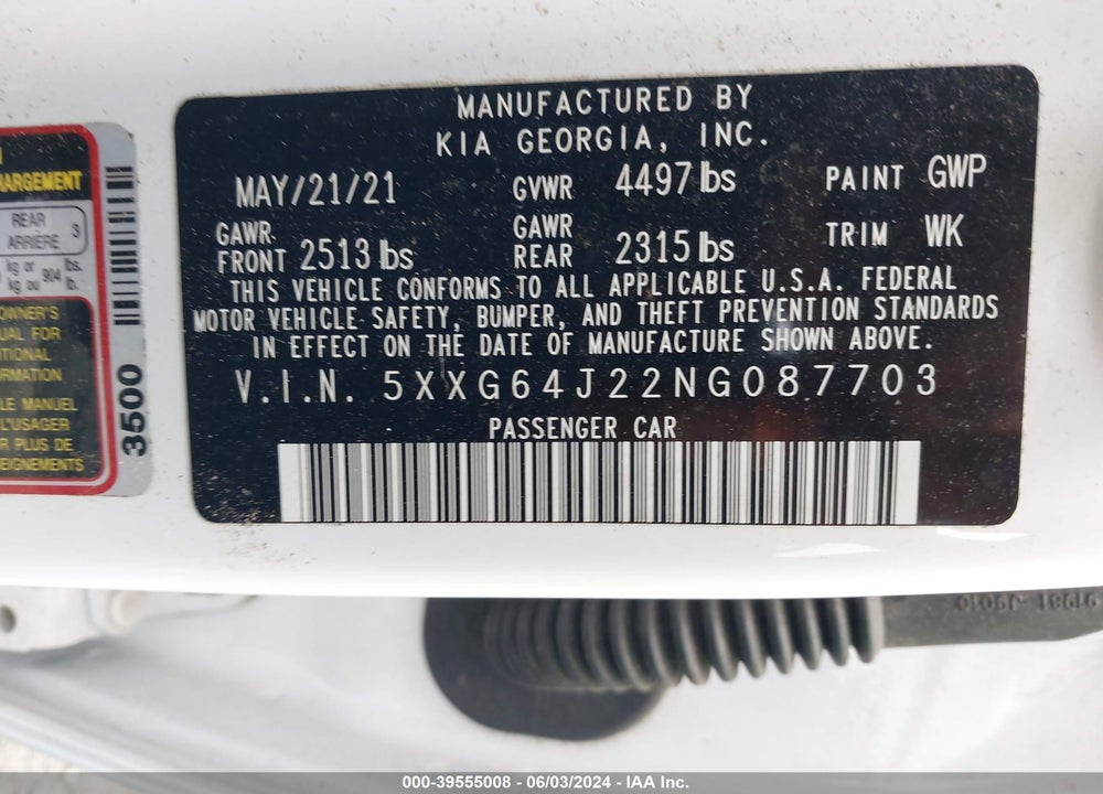 2022 KIA K5 GT LINE VIN: 5XXG64J22NG087703