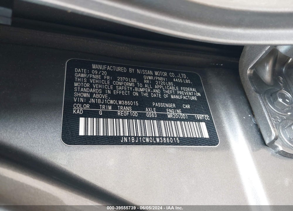 2020 NISSAN ROGUE SPORT VIN: JN1BJ1CW0LW386015