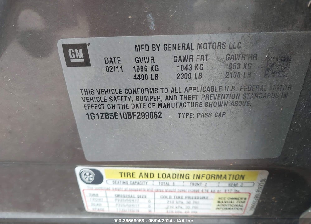 2011 CHEVROLET MALIBU LS VIN: 1G1ZB5E10BF299062