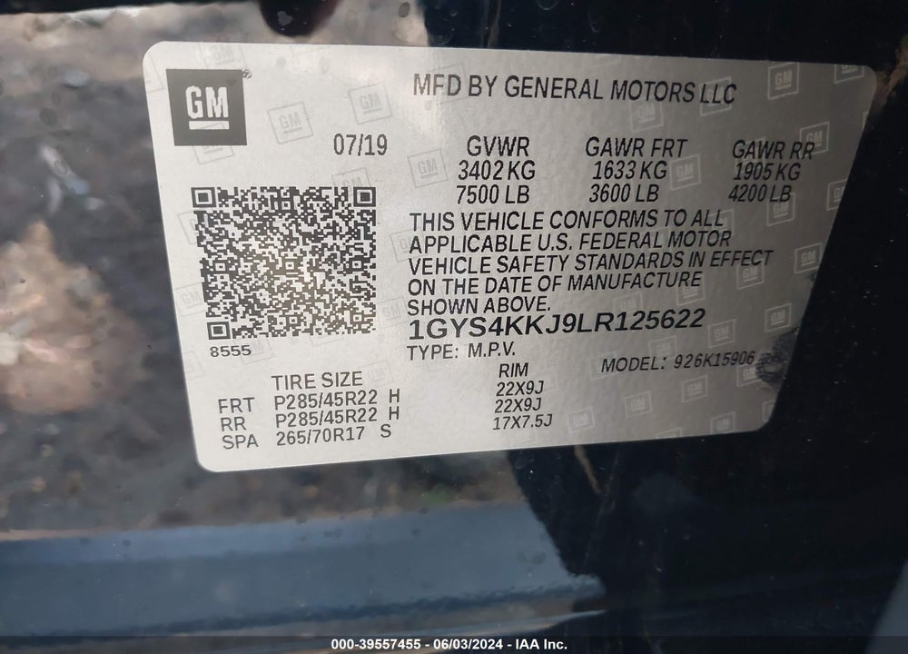 2020 CADILLAC ESCALADE ESV 4WD PLATINUM VIN: 1GYS4KKJ9LR125622