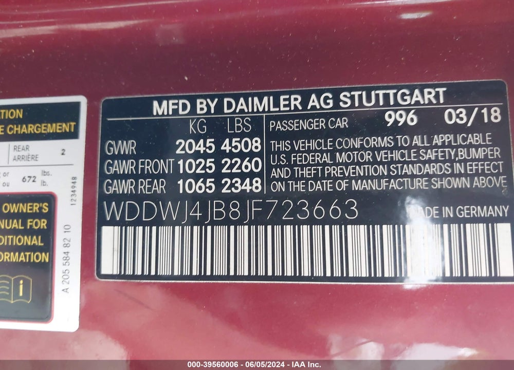 2018 MERCEDES-BENZ C 300 VIN: WDDWJ4JB8JF723663