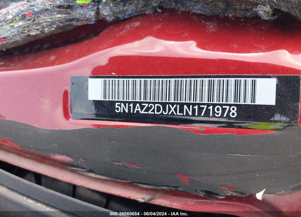 2020 NISSAN MURANO PLATINUM FWD VIN: 5N1AZ2DJXLN171978