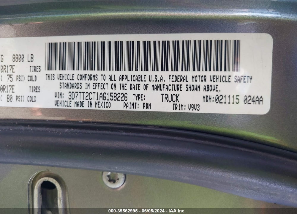 2010 DODGE RAM 2500 ST VIN: 3D7TT2CT1AG158226