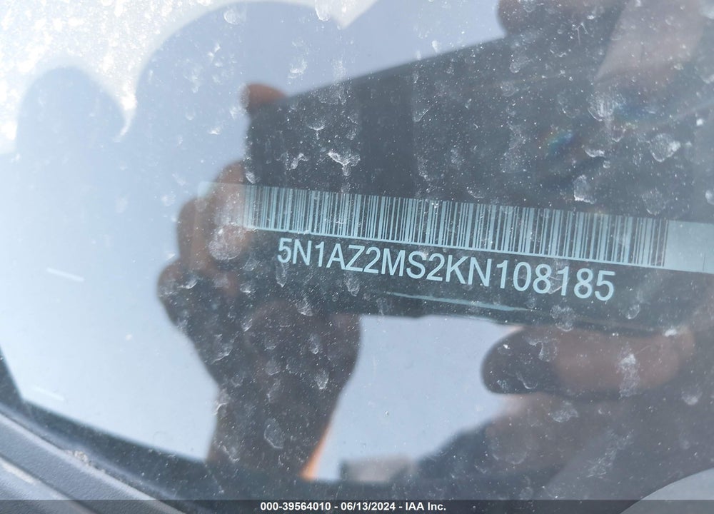 2019 NISSAN MURANO SL VIN: 5N1AZ2MS2KN108185
