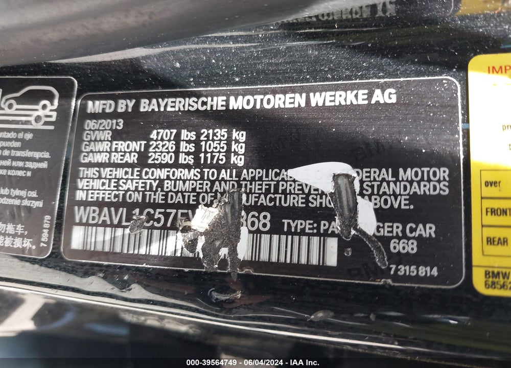 2014 BMW X1 XDRIVE28I VIN: WBAVL1C57EVY13868