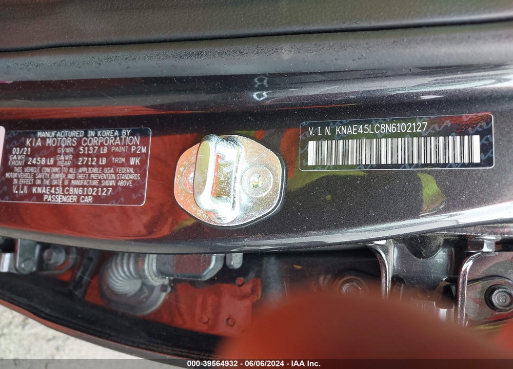 2022 KIA STINGER GT1 VIN: KNAE45LC8N6102127