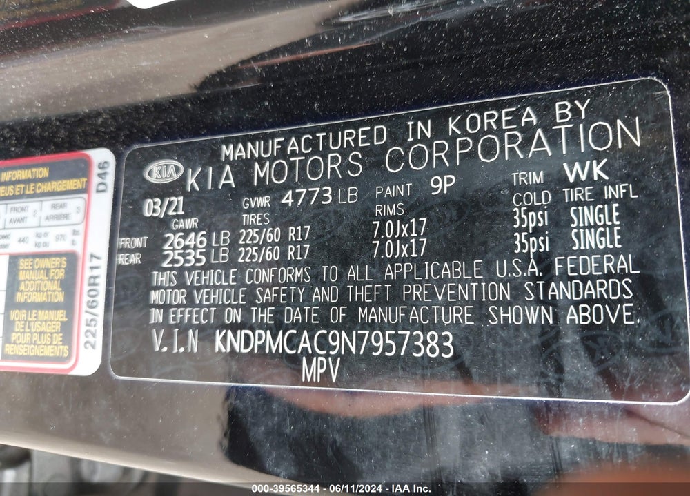 2022 KIA SPORTAGE LX VIN: KNDPMCAC9N7957383