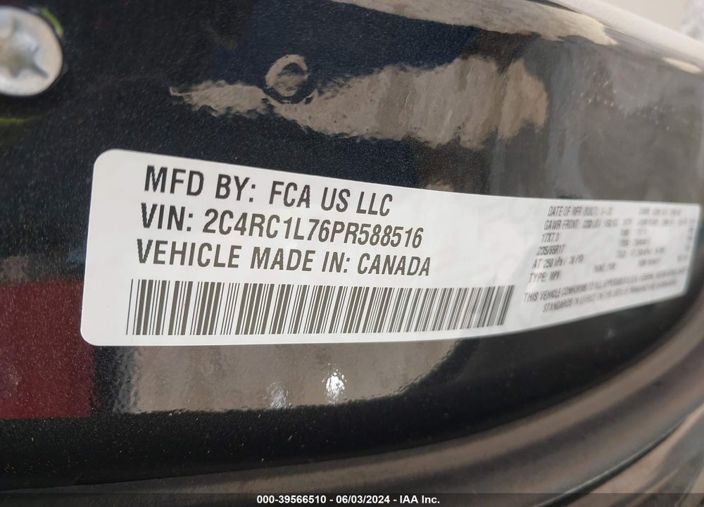 2023 CHRYSLER PACIFICA HYBRID TOURING L VIN: 2C4RC1L76PR588516