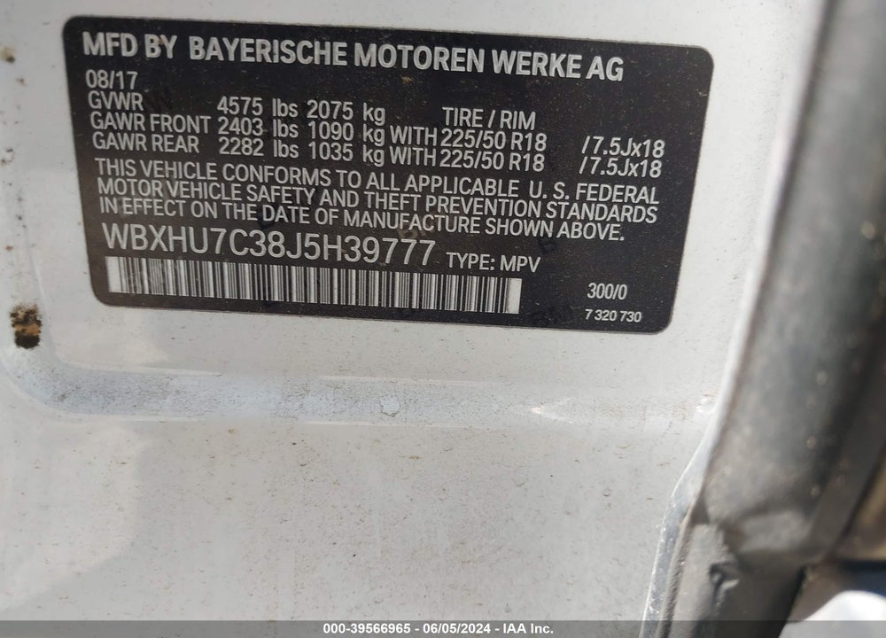 2018 BMW X1 SDRIVE28I VIN: WBXHU7C38J5H39777