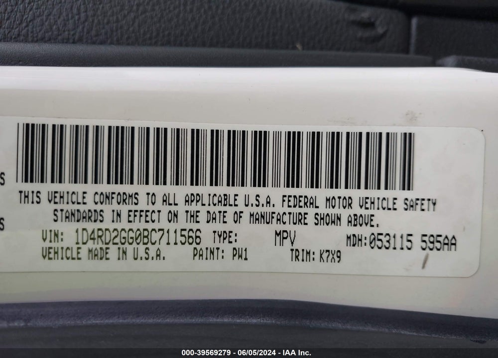 2011 DODGE DURANGO EXPRESS VIN: 1D4RD2GG0BC711566