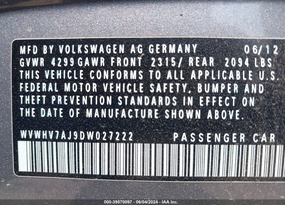 2013 VOLKSWAGEN GTI 4-DOOR AUTOBAHN VIN: WVWHV7AJ9DW027222