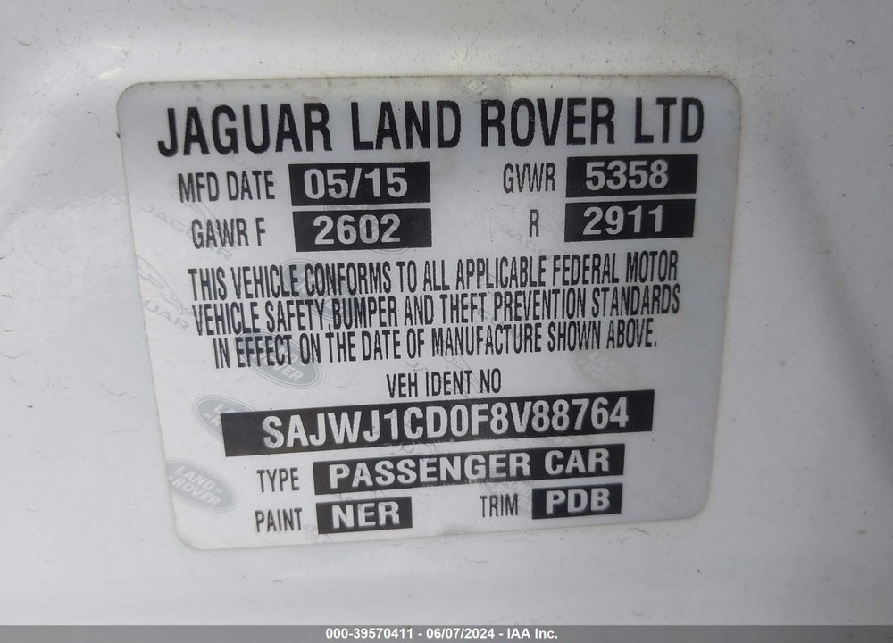 2015 JAGUAR XJ VIN: SAJWJ1CD0F8V88764