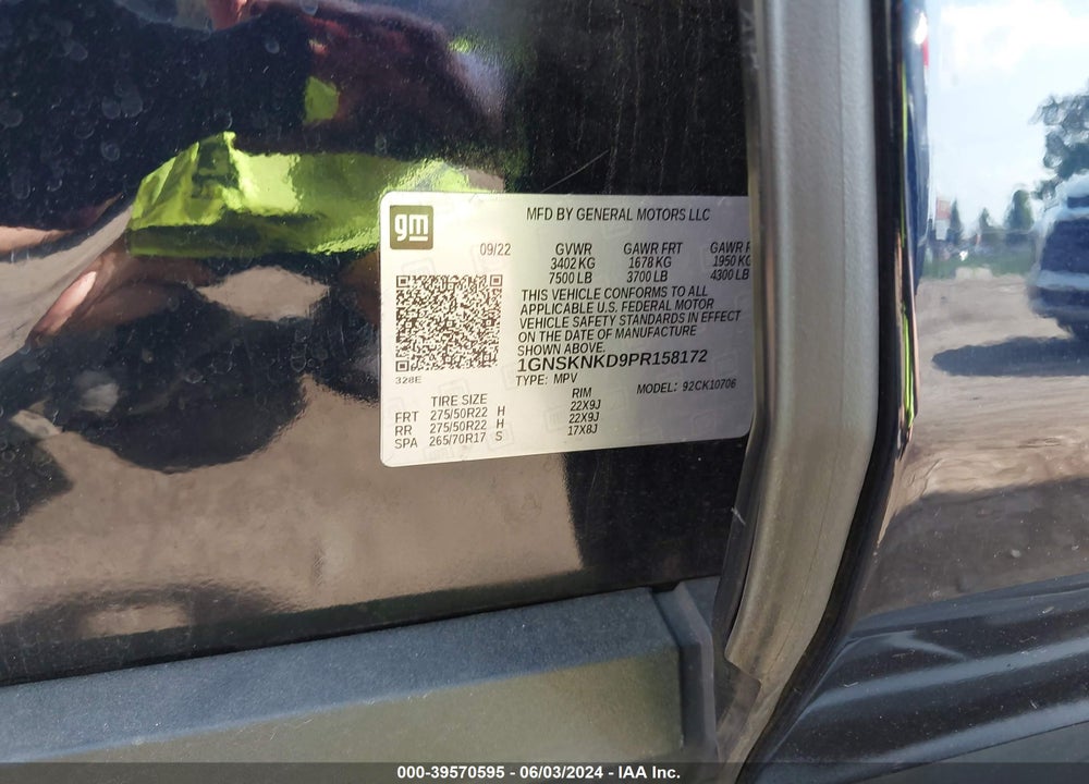2023 CHEVROLET TAHOE 4WD LT VIN: 1GNSKNKD9PR158172
