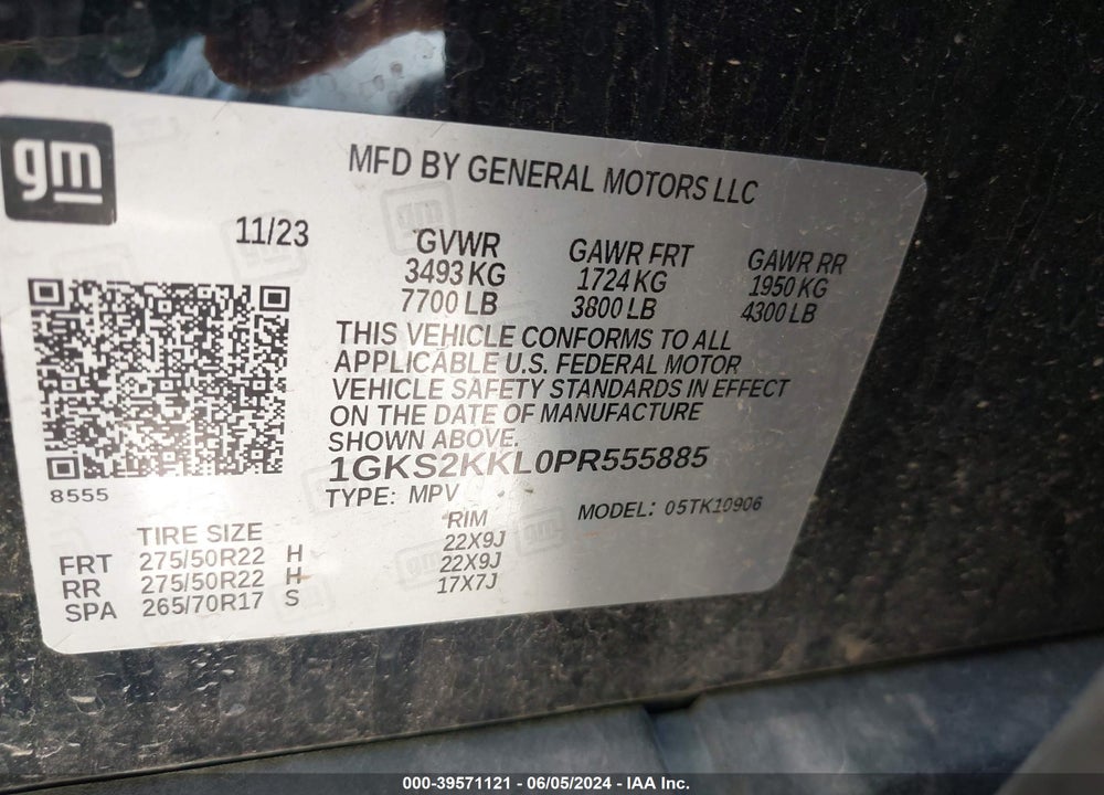 2023 GMC YUKON XL 4WD DENALI ULTIMATE VIN: 1GKS2KKL0PR555885