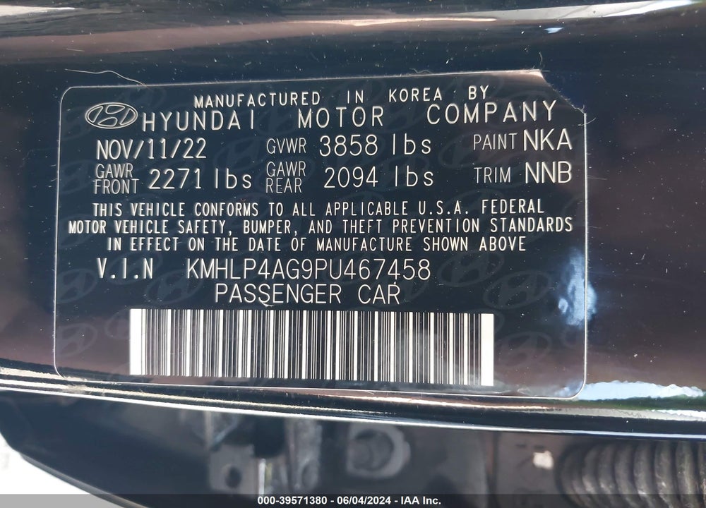 2023 HYUNDAI ELANTRA LIMITED VIN: KMHLP4AG9PU467458