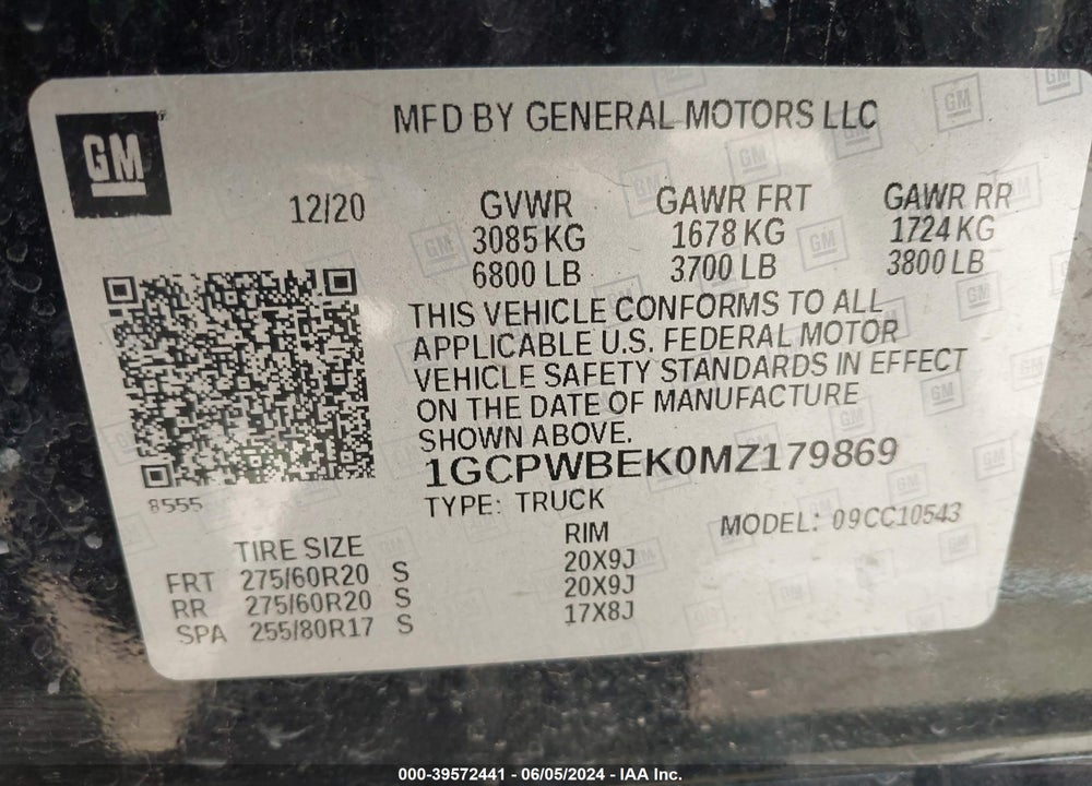 2021 CHEVROLET SILVERADO 1500 2WD SHORT BED CUSTOM VIN: 1GCPWBEK0MZ179869
