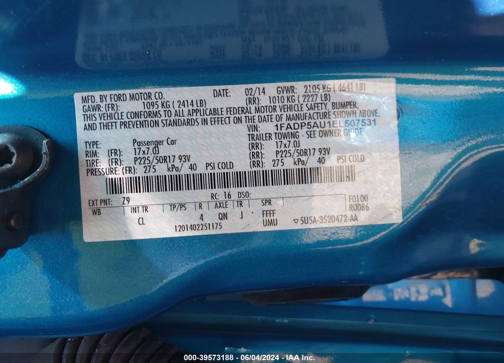 2014 FORD C-MAX HYBRID SE VIN: 1FADP5AU1EL507531