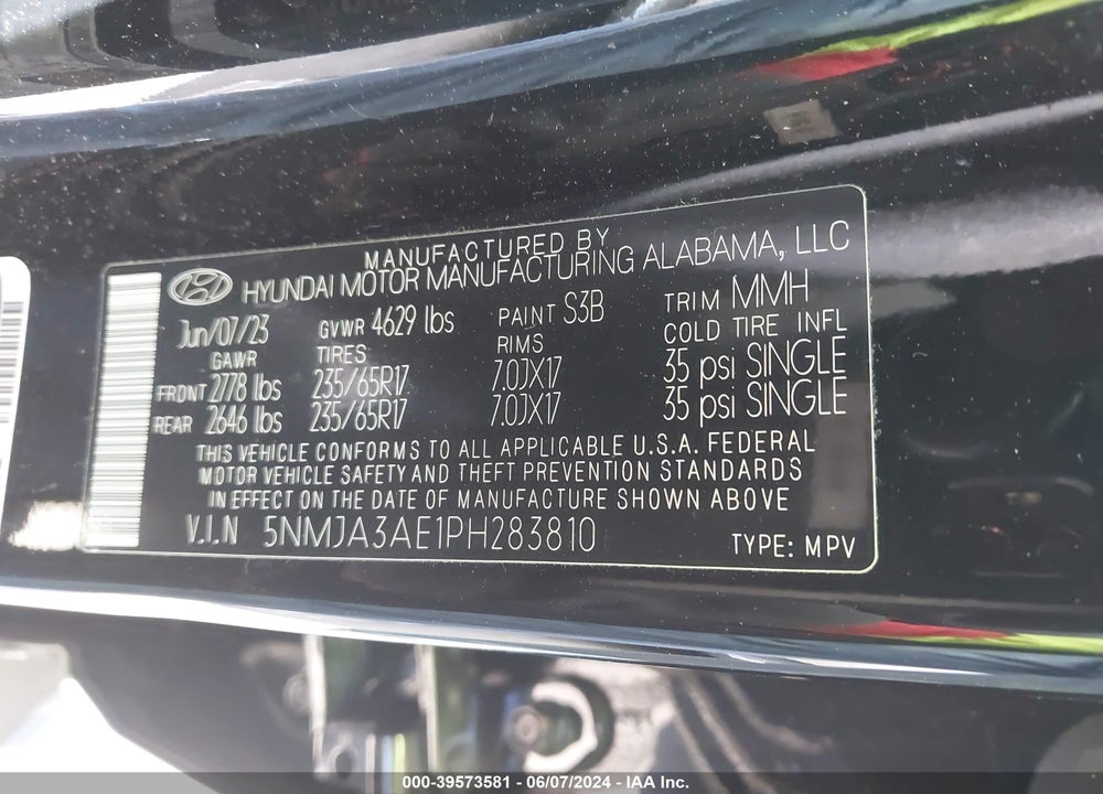 2023 HYUNDAI TUCSON SE VIN: 5NMJA3AE1PH283810