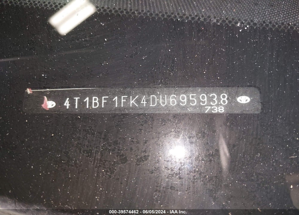 2013 TOYOTA CAMRY SE VIN: 4T1BF1FK4DU695938