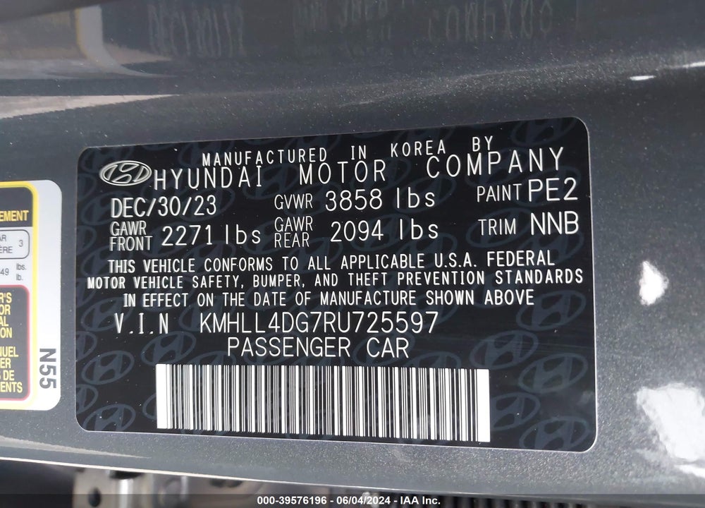 2024 HYUNDAI ELANTRA SE VIN: KMHLL4DG7RU725597