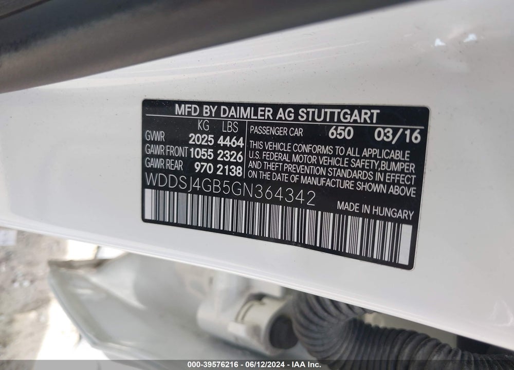 2016 MERCEDES-BENZ CLA 250 4MATIC VIN: WDDSJ4GB5GN364342