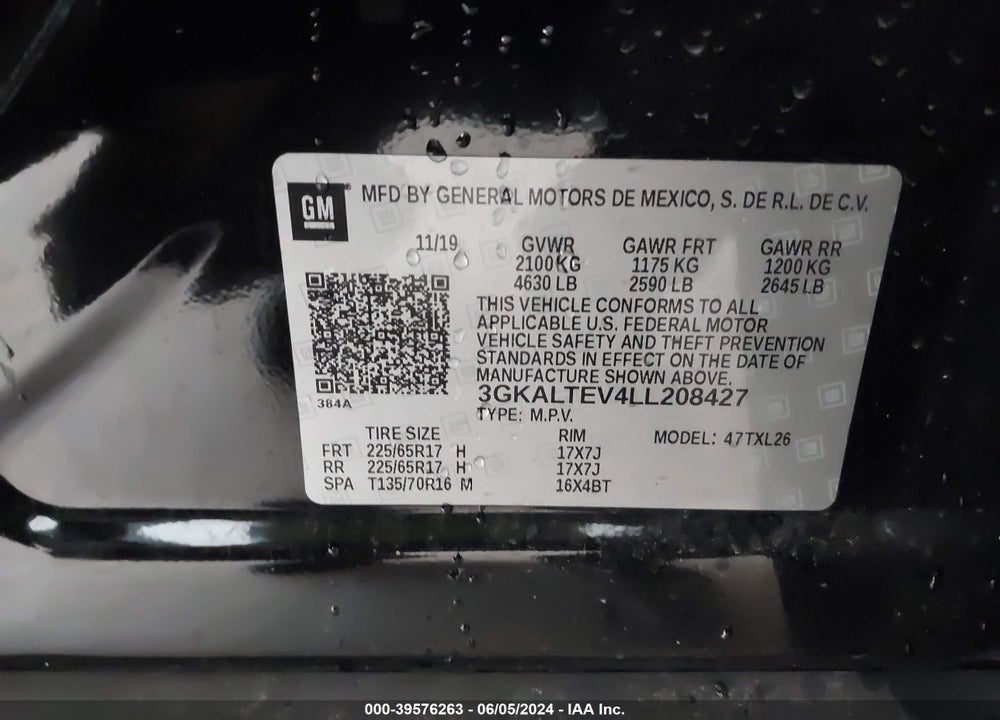2020 GMC TERRAIN AWD SLE VIN: 3GKALTEV4LL208427
