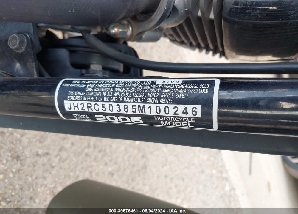2005 HONDA VT750 CA VIN: JH2RC50385M100246