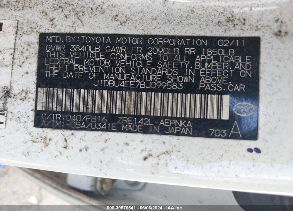 2011 TOYOTA COROLLA LE VIN: JTDBU4EE7BJ099583