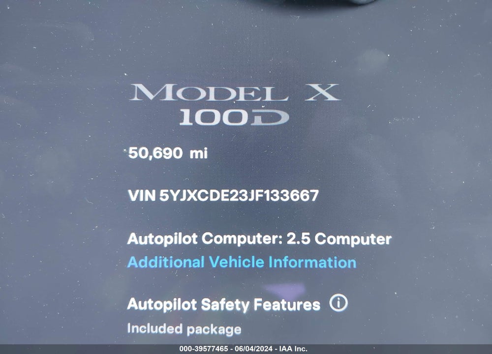 2018 TESLA MODEL X 100D/75D/P100D VIN: 5YJXCDE23JF133667