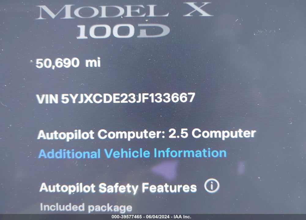 2018 TESLA MODEL X 100D/75D/P100D VIN: 5YJXCDE23JF133667